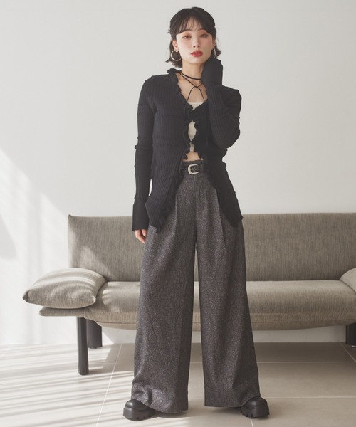 LAULEN(ローレン)の「tuck nuance wide pants /タックニュアンスワイドパンツ(その他パンツ・レディース・ブラック/ブラウン・S/M)」の14枚目の写真