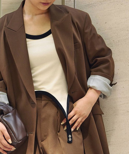 JANE SMITH / JOHN SMITH(ジェーンスミスジョンスミス)の「【JANE SMITH】COTTON VELOUR UP AND DOWN TK:タンクトップ(タンクトップ・レディース・ホワイト/ブラウン・38)」の2枚目の写真