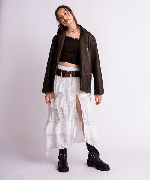 セール】ピグメントフェイクレザーテーラードジャケット（テーラード