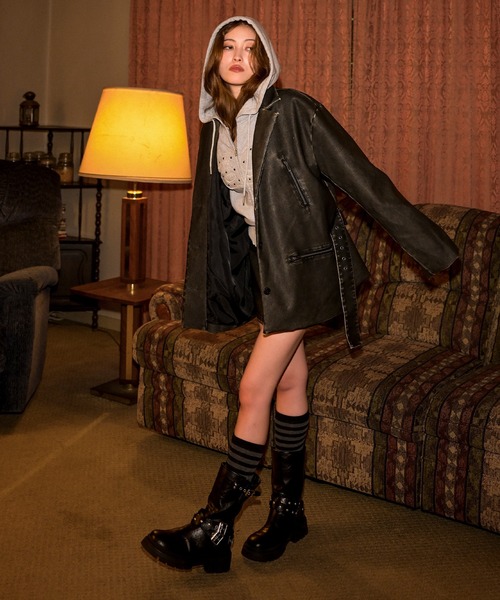 ♡新品♡ACLENT ピグメントレザージャケット ピグメントフェイクレザーテーラードジャケット｜ACLENT（アクレント）