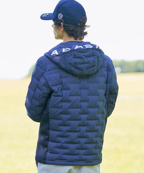 セール】【新レーベル ADABAT NAVY】フードロゴストレッチダウン