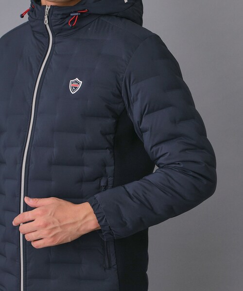 セール】【新レーベル ADABAT NAVY】フードロゴストレッチダウン