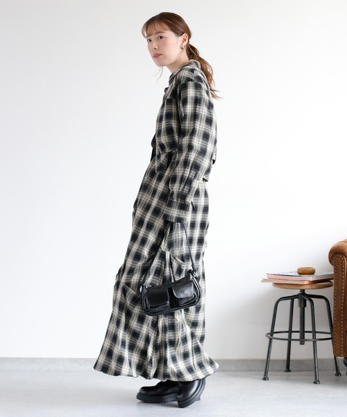 cepo(セポ)の「〈セットアップ対応〉チェックシャツドロストジャケット(シャツ/ブラウス・レディース・ブラック系/イエロー系・M)」の4枚目の写真