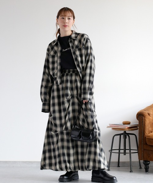 cepo(セポ)の「〈セットアップ対応〉チェックシャツドロストジャケット(シャツ/ブラウス・レディース・ブラック系/イエロー系・M)」の3枚目の写真