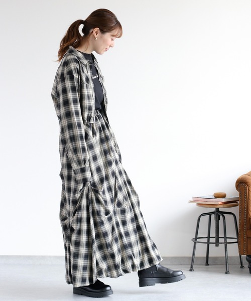 cepo(セポ)の「〈セットアップ対応〉チェックシャツドロストジャケット(シャツ/ブラウス・レディース・ブラック系/イエロー系・M)」の5枚目の写真