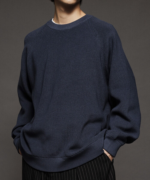 セール】限定展開 リラックスフィット 片畦編み クルーネック ニット