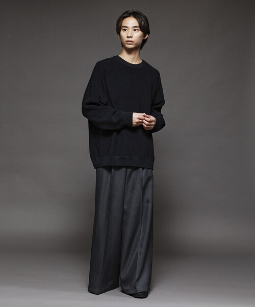 セール】限定展開 リラックスフィット 片畦編み クルーネック ニット