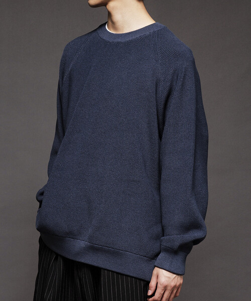 FREAK'S STORE(フリークスストア)の「限定展開 リラックスフィット 片畦編み クルーネック ニット(ニット/セーター・メンズ・ネイビー/チャコールグレー/グリーン/オフホワイト/ブラック・MEDIUM/SMALL/LARGE)」の14枚目の写真