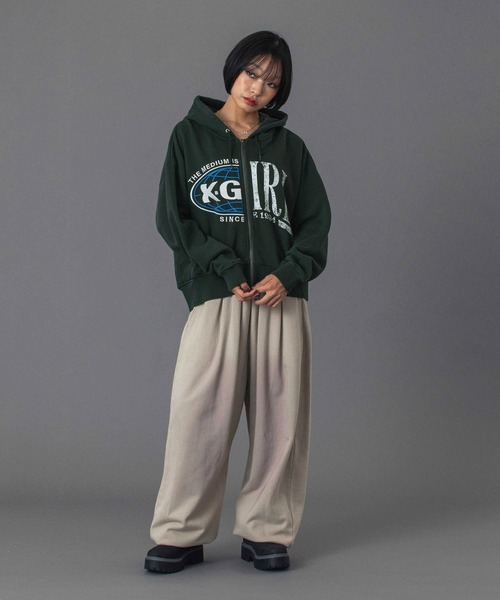 X-girl（エックスガール）の「SPRAY PRINT BALLOON SWEAT PANTS（スウェットパンツ・レディース・アッシュ/チャコール/ベージュ・S/M）」の6枚目の写真