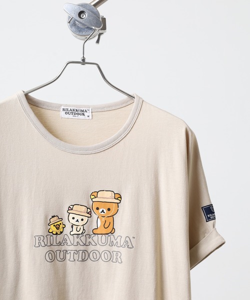 FUNALIVE(ファンアライブ)の「リラックマアウトドア プリント裾バルーン半袖Tシャツ(Tシャツ/カットソー・メンズ・ライトカーキ/ベージュ/チャコール・LL/L/M)」の1枚目の写真