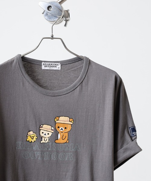 FUNALIVE(ファンアライブ)の「リラックマアウトドア プリント裾バルーン半袖Tシャツ(Tシャツ/カットソー・メンズ・ライトカーキ/ベージュ/チャコール・LL/L/M)」の2枚目の写真