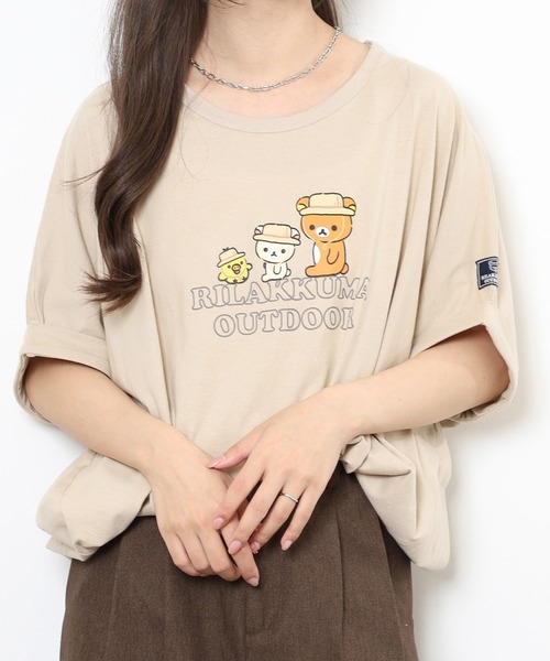 FUNALIVE(ファンアライブ)の「リラックマアウトドア プリント裾バルーン半袖Tシャツ(Tシャツ/カットソー・メンズ・ライトカーキ/ベージュ/チャコール・LL/L/M)」の15枚目の写真