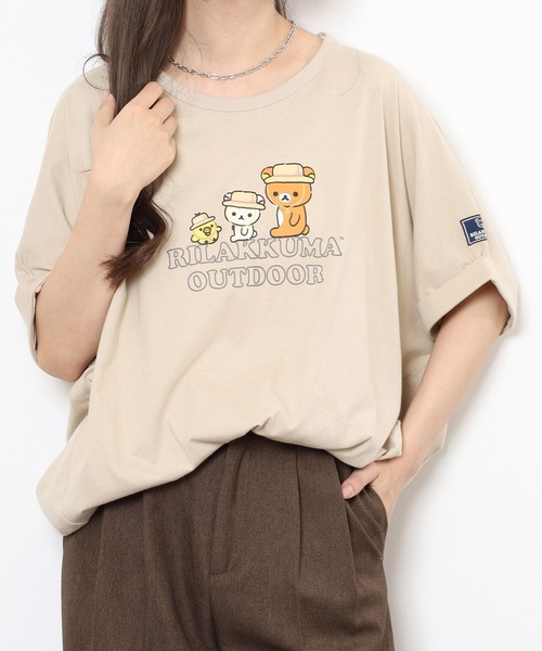 FUNALIVE(ファンアライブ)の「リラックマアウトドア プリント裾バルーン半袖Tシャツ(Tシャツ/カットソー・メンズ・ライトカーキ/ベージュ/チャコール・LL/L/M)」の16枚目の写真