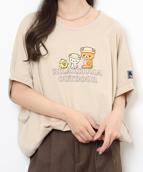 FUNALIVE(ファンアライブ)の「リラックマアウトドア プリント裾バルーン半袖Tシャツ(Tシャツ/カットソー・メンズ・ライトカーキ/ベージュ/チャコール・LL/L/M)」の17枚目の写真