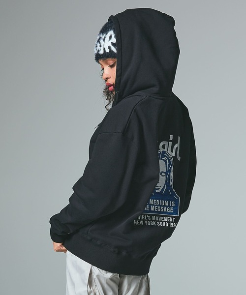 X-girl（エックスガール）の「FACE PATCH AND LOGO ZIP UP SWEAT