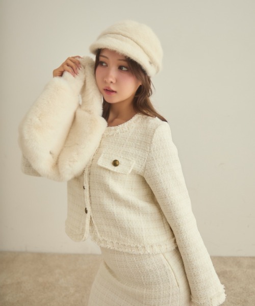 セール】フリンジツイードジャケットセットアップ（セットアップ