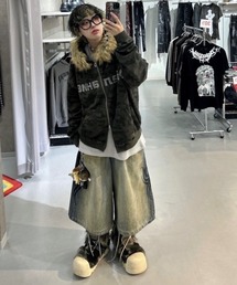 DIG YOUR OWN GRAVE | 【DIG YOUR OWN GRAVE】Желание FUR HOODIE / 【ディグユアオウングレイブ】ファーフードフードジェラーニエロゴジップアップパーカー(パーカー)