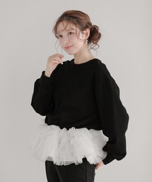美品　一度着用　fitmore オーガンジーフリルレイヤードスウェット　白 オーガンジーフリルレイヤードスウェット（スウェット）｜Fit