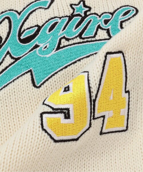 X-girl Stages(エックスガールステージス)の「MIXロゴニットカーディガン(カーディガン/ボレロ・キッズ・アイボリー/ブラック・130cm/140cm/110cm/120cm)」の8枚目の写真