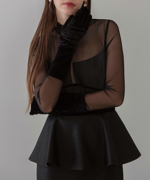 Leja(レジャ)の「【LEJA LUXE】2WAYチュールペプラムベロアグローブIラインドレスワンピース2点セット美脚効果結婚式 パーティードレス 成人式 二次会 同窓会 お呼ばれ オケージョン 20代 30代(ドレス・レディース・ブラック・SMALL/MEDIUM/LARGE)」の7枚目の写真