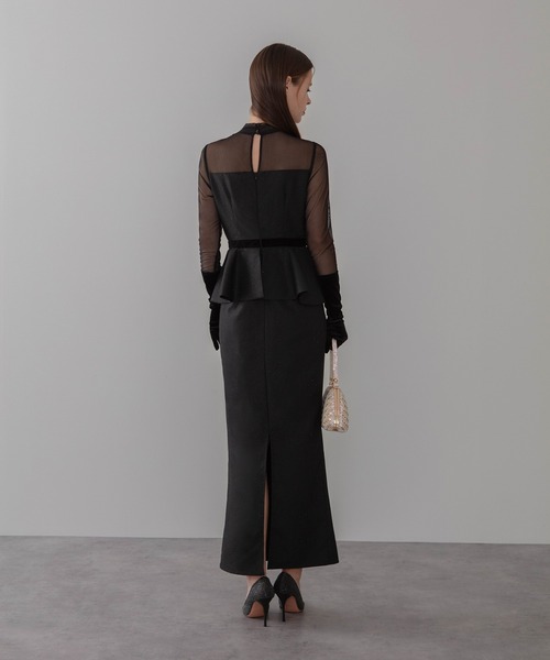 Leja(レジャ)の「【LEJA LUXE】2WAYチュールペプラムベロアグローブIラインドレスワンピース2点セット美脚効果結婚式 パーティードレス 成人式 二次会 同窓会 お呼ばれ オケージョン 20代 30代(ドレス・レディース・ブラック・SMALL/MEDIUM/LARGE)」の8枚目の写真