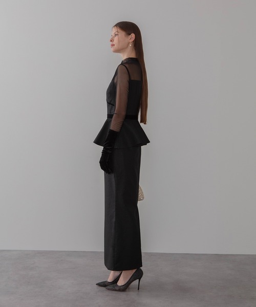 Leja(レジャ)の「【LEJA LUXE】2WAYチュールペプラムベロアグローブIラインドレスワンピース2点セット美脚効果結婚式 パーティードレス 成人式 二次会 同窓会 お呼ばれ オケージョン 20代 30代(ドレス・レディース・ブラック・SMALL/MEDIUM/LARGE)」の9枚目の写真