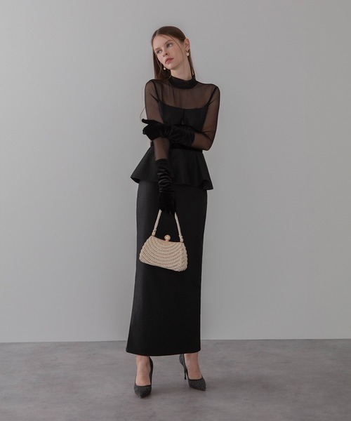 Leja(レジャ)の「【LEJA LUXE】2WAYチュールペプラムベロアグローブIラインドレスワンピース2点セット美脚効果結婚式 パーティードレス 成人式 二次会 同窓会 お呼ばれ オケージョン 20代 30代(ドレス・レディース・ブラック・SMALL/MEDIUM/LARGE)」の10枚目の写真