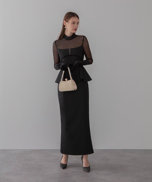 Leja(レジャ)の「【LEJA LUXE】2WAYチュールペプラムベロアグローブIラインドレスワンピース2点セット美脚効果結婚式 パーティードレス 成人式 二次会 同窓会 お呼ばれ オケージョン 20代 30代(ドレス・レディース・ブラック・SMALL/MEDIUM/LARGE)」の3枚目の写真