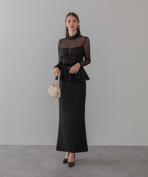 Leja(レジャ)の「【LEJA LUXE】2WAYチュールペプラムベロアグローブIラインドレスワンピース2点セット美脚効果結婚式 パーティードレス 成人式 二次会 同窓会 お呼ばれ オケージョン 20代 30代(ドレス・レディース・ブラック・SMALL/MEDIUM/LARGE)」の5枚目の写真