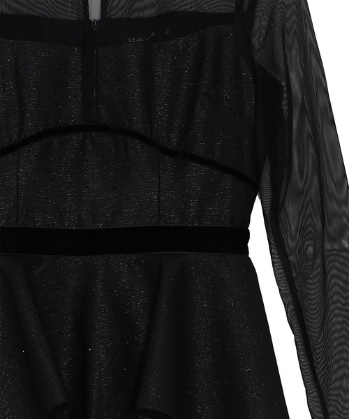 Leja(レジャ)の「【LEJA LUXE】2WAYチュールペプラムベロアグローブIラインドレスワンピース2点セット美脚効果結婚式 パーティードレス 成人式 二次会 同窓会 お呼ばれ オケージョン 20代 30代(ドレス・レディース・ブラック・SMALL/MEDIUM/LARGE)」の11枚目の写真