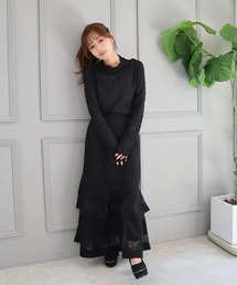 CECIL McBEE | スエードポンチティアードフレアスカート(スカート)