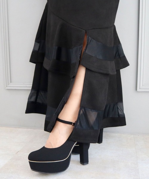 CECIL McBEE（セシルマクビー）の「スエードポンチティアードフレアスカート（スカート・レディース・ブラック・LARGE/MEDIUM）」の9枚目の写真