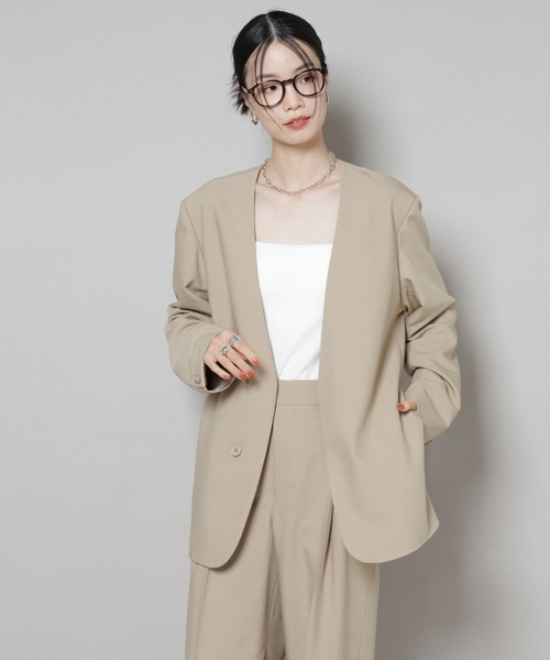 極美品✨ナノユニバース セットアップ ノーカラー 洗える 通気性 38 近年 NANO universe｜「N JACKET PREMIUM」TEXBRID(R)撥水ウラドット