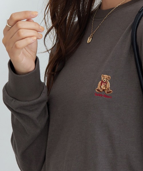 Viola e Viola（ヴィオラエヴィオラ）の「【テディベア】ロンＴ（Tシャツ/カットソー・レディース・ホワイト/チャコール・M/L/LL）」の8枚目の写真