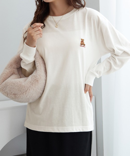 Viola e Viola（ヴィオラエヴィオラ）の「【テディベア】ロンＴ（Tシャツ/カットソー・レディース・ホワイト/チャコール・M/L/LL）」の17枚目の写真