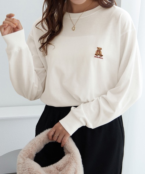 Viola e Viola（ヴィオラエヴィオラ）の「【テディベア】ロンＴ（Tシャツ/カットソー・レディース・ホワイト/チャコール・M/L/LL）」の14枚目の写真