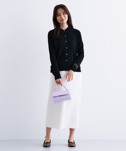 INDIVI(インディヴィ)の「【トレンド】衿付きワイドリブニット(カーディガン/ボレロ・レディース・ブラック/グレー系4・05/13/15 /38)」の5枚目の写真