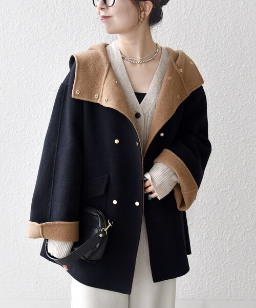 セール】SHIPS any: リバー フーデッド Aライン ミドル コート（その他