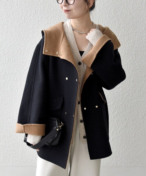 SHIPS any: リバー フーデッド Aライン ミドル コート（その他