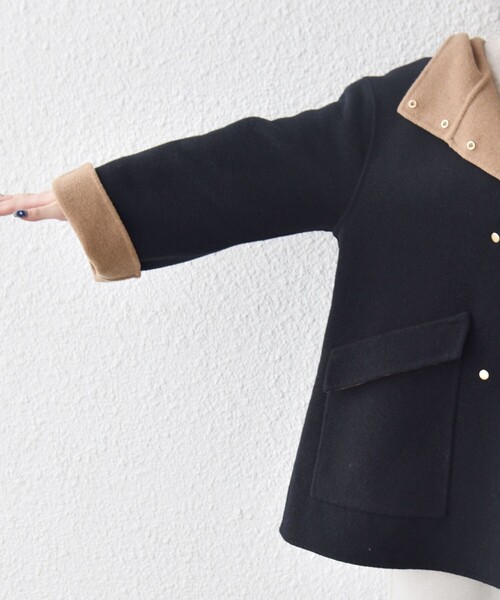 SHIPS any（シップス エニィ）の「SHIPS any: リバー フーデッド Aライン ミドル コート（その他アウター・レディース・ブラック/キャメル/レッド・ONE SIZE）」の4枚目の写真