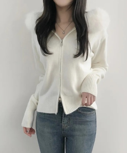 【アドミラルゴルフ】ニットパーカー　Mサイズ　ホワイト　ダブルジップ　レディース アドミラルゴルフ】ニットパーカー Mサイズ ホワイト ダブルジップ