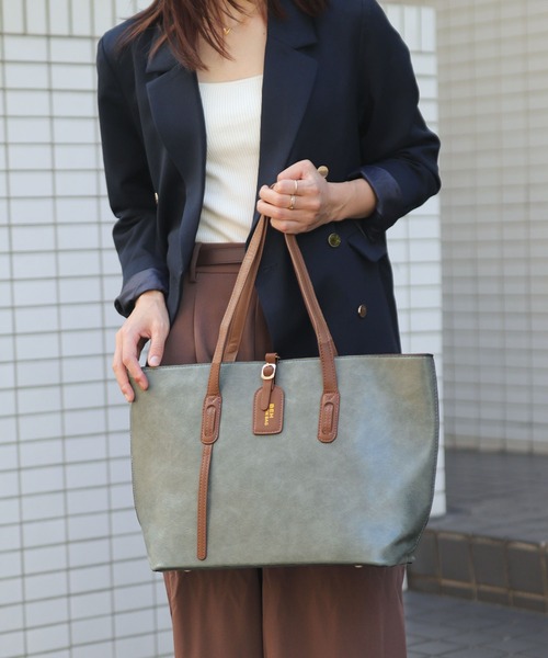 florist（フローリスト）の「レザータッチアシメハンドルトートバッグ/ビジネスバッグ（ビジネスバッグ・レディース・ベージュ/ブラック/オフホワイト/キャメル/ブルーグリーン/モカ・FREE）」の5枚目の写真
