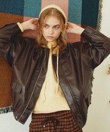 MERLOT（メルロー）の「オーバーサイズフェイクレザーフライトジャケット（ブルゾン）」