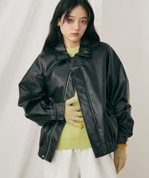 MERLOT（メルロー）の「オーバーサイズフェイクレザーフライトジャケット（ブルゾン）」