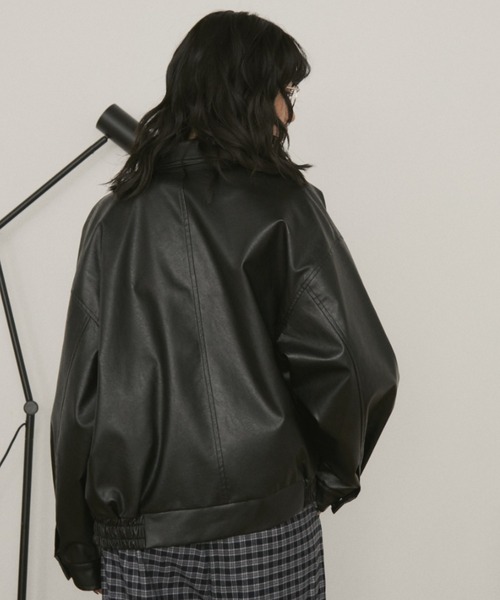 セール】オーバーサイズフェイクレザーフライトジャケット（ブルゾン