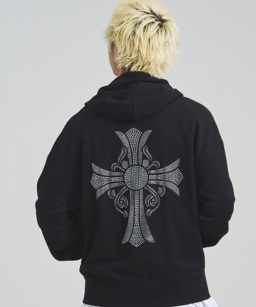 GALLIS ADDICTION（ガリスアディクション）の「GA STONE-CROSS ZIP HOODIE（パーカー・メンズ・チャコール/ブラック・M/L）」の5枚目の写真