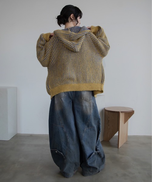 VACANCY(ヴァカンシー)の「配色リブフーディZIPパーカー/リバーシブル/新色追加(パーカー・レディース・マスタード/ブルー/ブラック/ネイビー・FREE)」の5枚目の写真