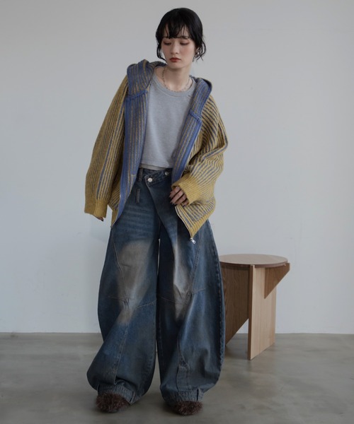 VACANCY（ヴァカンシー）の「配色リブフーディZIPパーカー