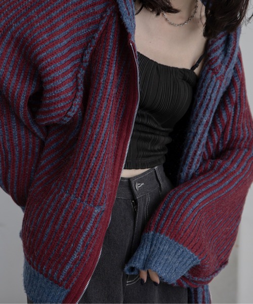 VACANCY(ヴァカンシー)の「配色リブフーディZIPパーカー/リバーシブル/新色追加(パーカー・レディース・マスタード/ブルー/ブラック/ネイビー・FREE)」の21枚目の写真