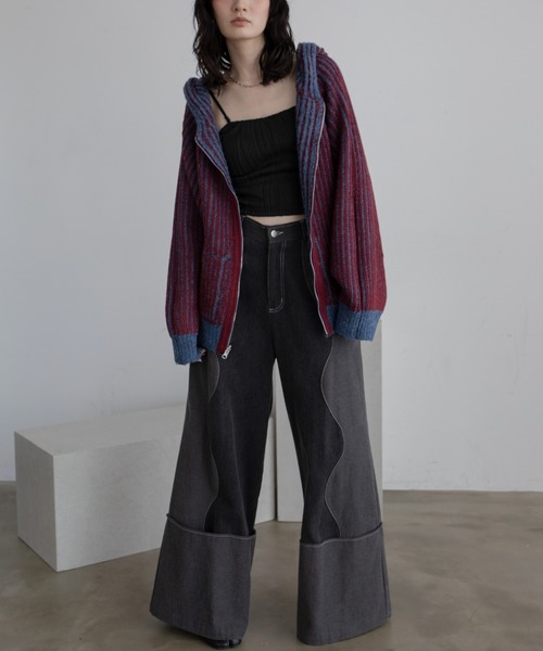 VACANCY(ヴァカンシー)の「配色リブフーディZIPパーカー/リバーシブル/新色追加(パーカー・レディース・マスタード/ブルー/ブラック/ネイビー・FREE)」の20枚目の写真